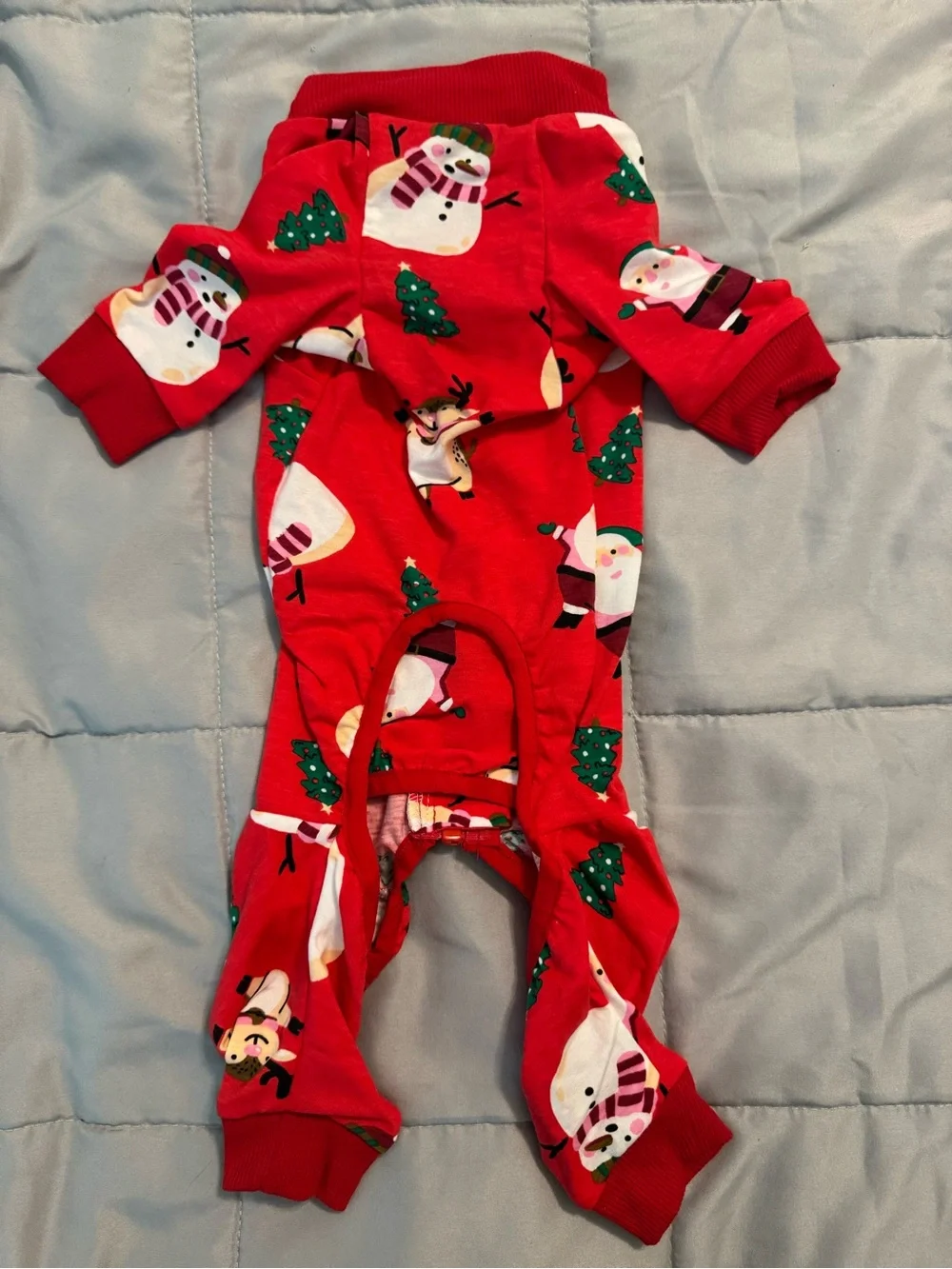 Red Holiday Snowman Pet’s One-Piece Zipper Pajamas/Recovery suit.